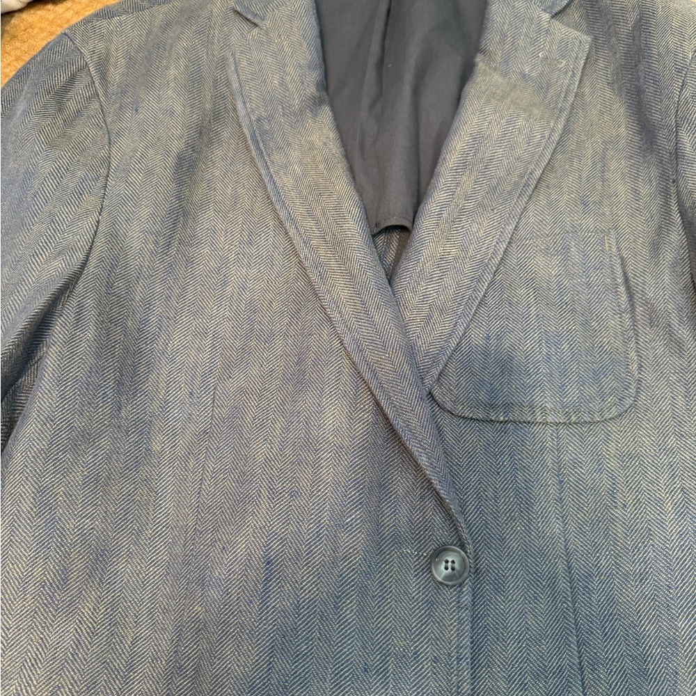 Saks Fifth Avenue Blue and green color. Herringbone Jacket NEW without TAG.